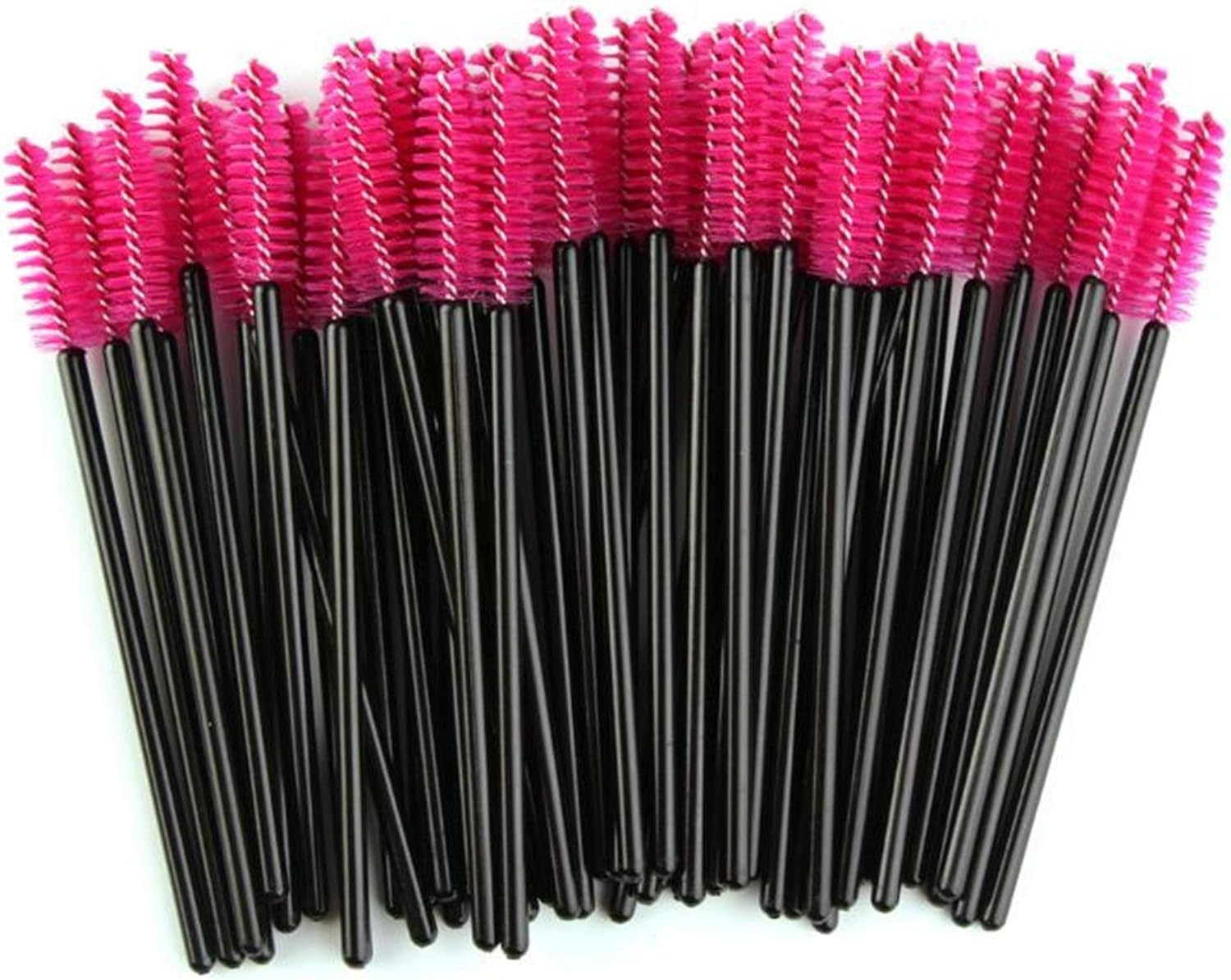 HIQUAYDisposable Mascara Eyelash Wands Brush, Multi Color Spoolies Eyelash Wand, Eye Lash Makeup Applicators Cosmetic Brush Kit,50 Pcs Red
