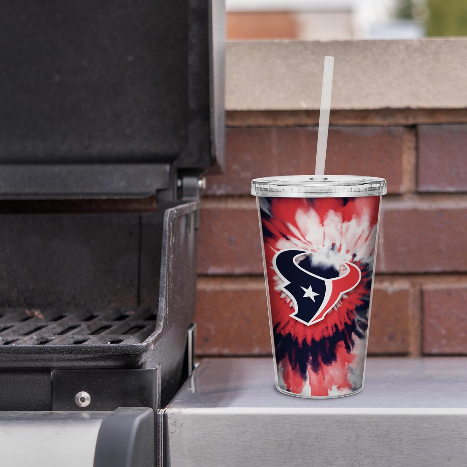 Rico Industries NFL Football Metallic Tie Dye NFL Football Team 16oz Metallic Clear Tumbler W/Straw - Image 2