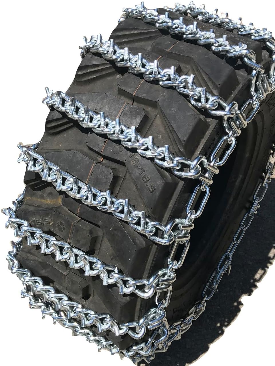 TireChain.com 9.5-20 TWO-LINK V-BAR Boron Alloy Ladder Tractor Tire Chains set of 2