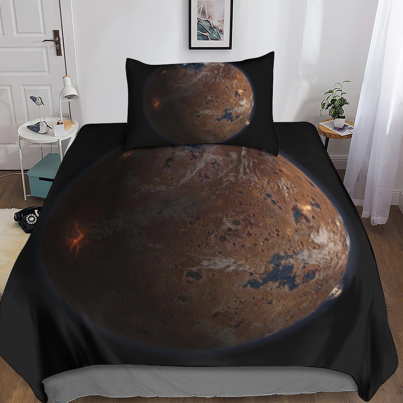 Housse de couette Mars 3D 135x200cm en microfibre pour lit simple