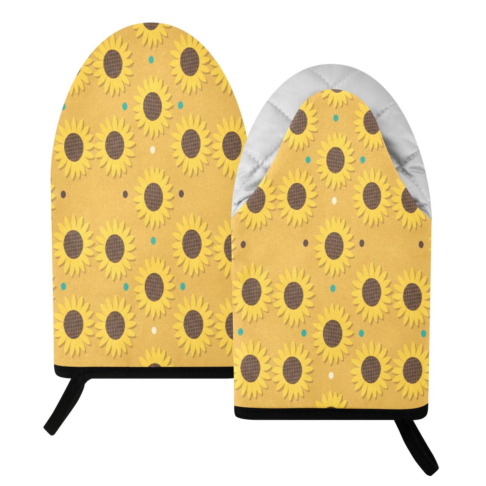 BURSTDDY Sunflower Oven Mitt,Heat Resistant Kitchen Mitts for Cooking