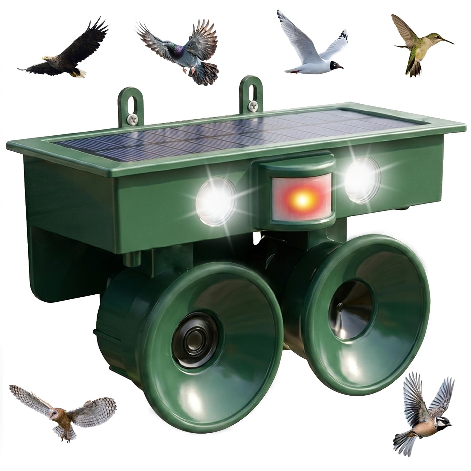 2026 Solar Bird Repellent Outdoor: Ultrasonic Pigeon Repeller with Motion Sensor & Flashing Light,Woodpecker Deterrent Device for Garden,Yard&Patio-Waterproof Bird Deterrent Device-image-5