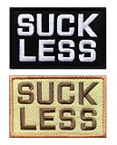 Antrix 2 Pack Suck Less Funny Embroidered Patch Tactical Military Funny Badge Hook and Loop Funny Suck Less Patch for Biker Clothes Jackets Caps Backpack Bags Vest Dog Harness
