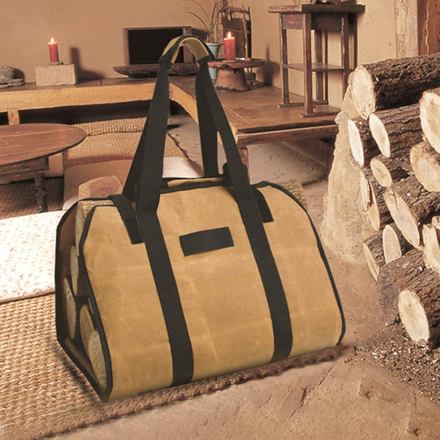 Firewood Bag, Wood Holder Bag Waterproof Logging Bag Large Capacity