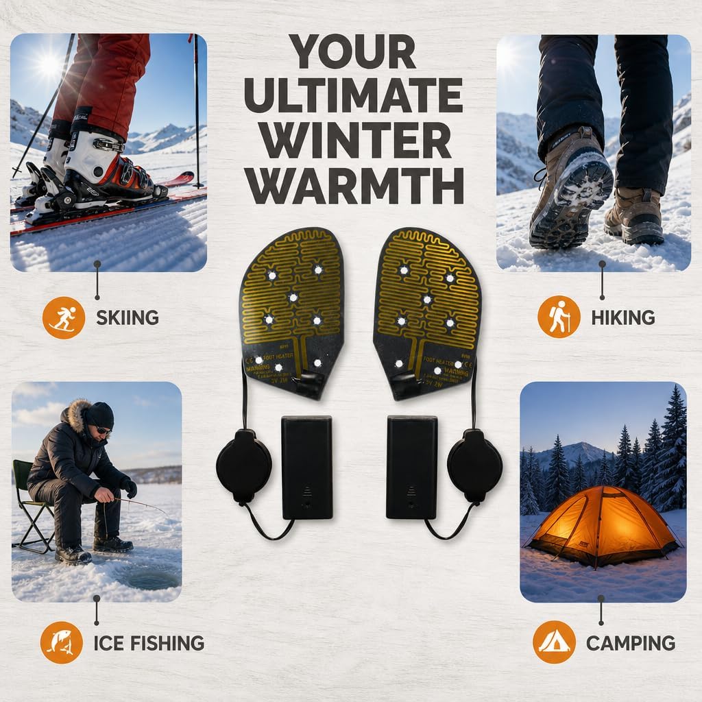 Cozy Products Cozy Feet Ultra-Thin Reusable Heated Shoe Inserts - AA Battery-Powered Heated Insoles, Electric Foot Warmers image 2