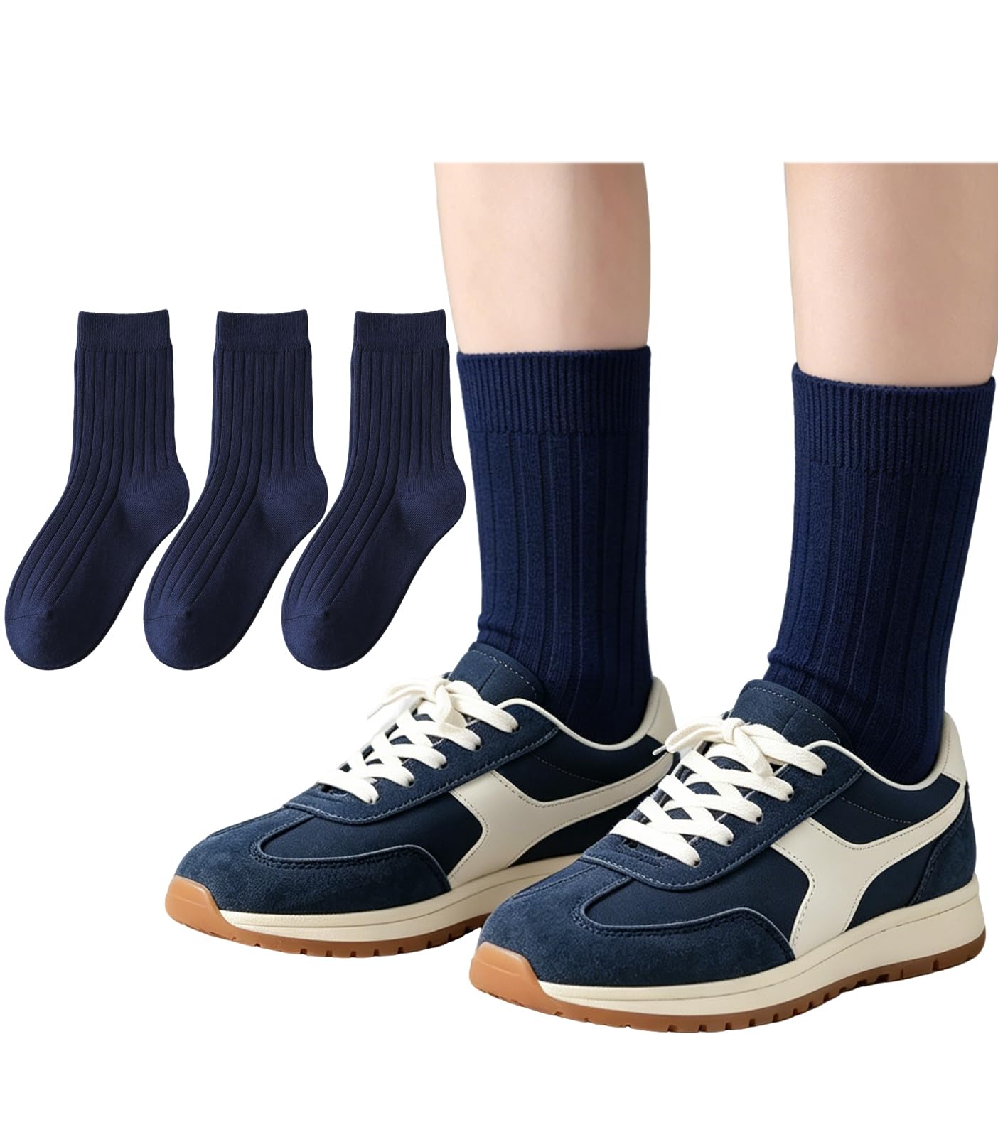 3 Pairs Boys Dress Socks Kids Girls Black Crew Uniform Sock for Toddler