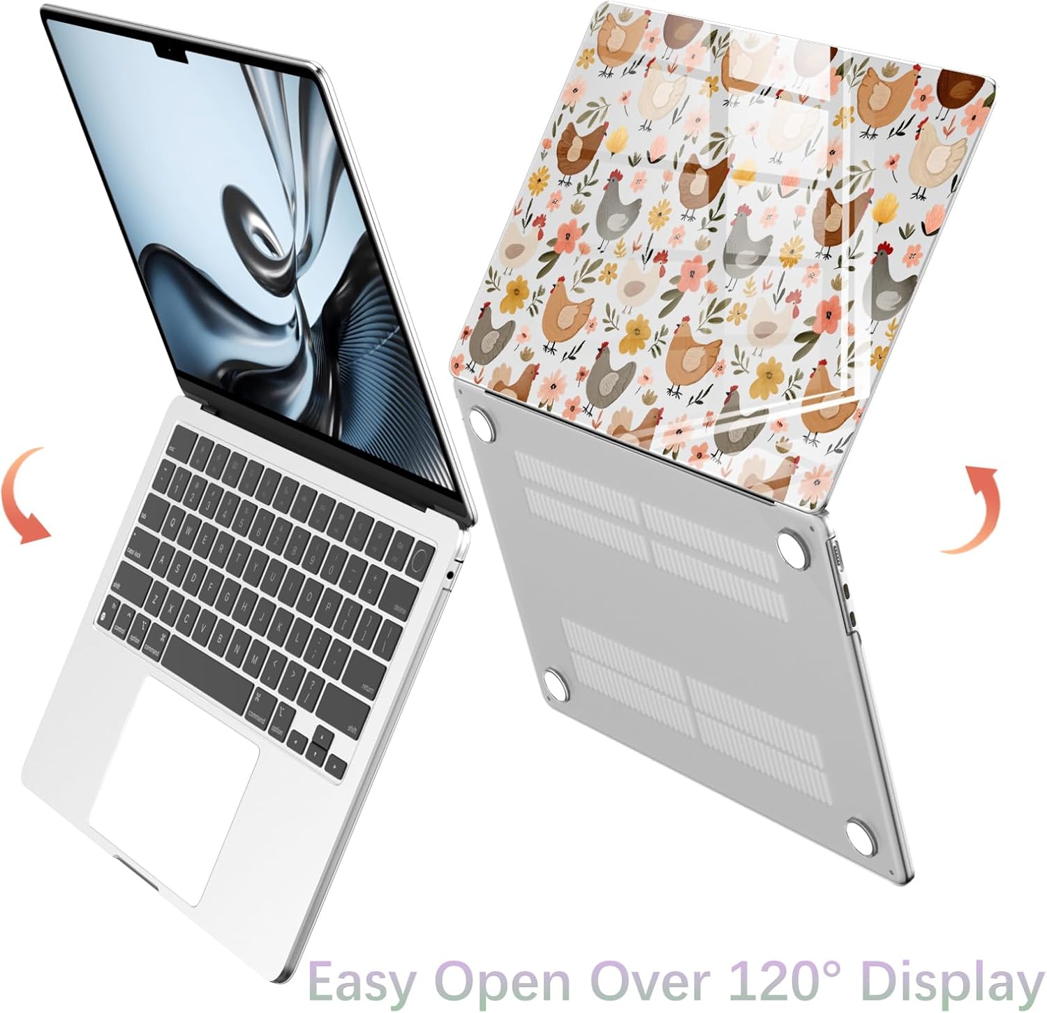 Compatible with MacBook Air 13 inch Case M1 A2337 A2179 A1932 2022 2021 2020 2019 Release, Cute Chicken Flower Protective Hard Shell Clear Cover for MacBook Air 13.3 inch