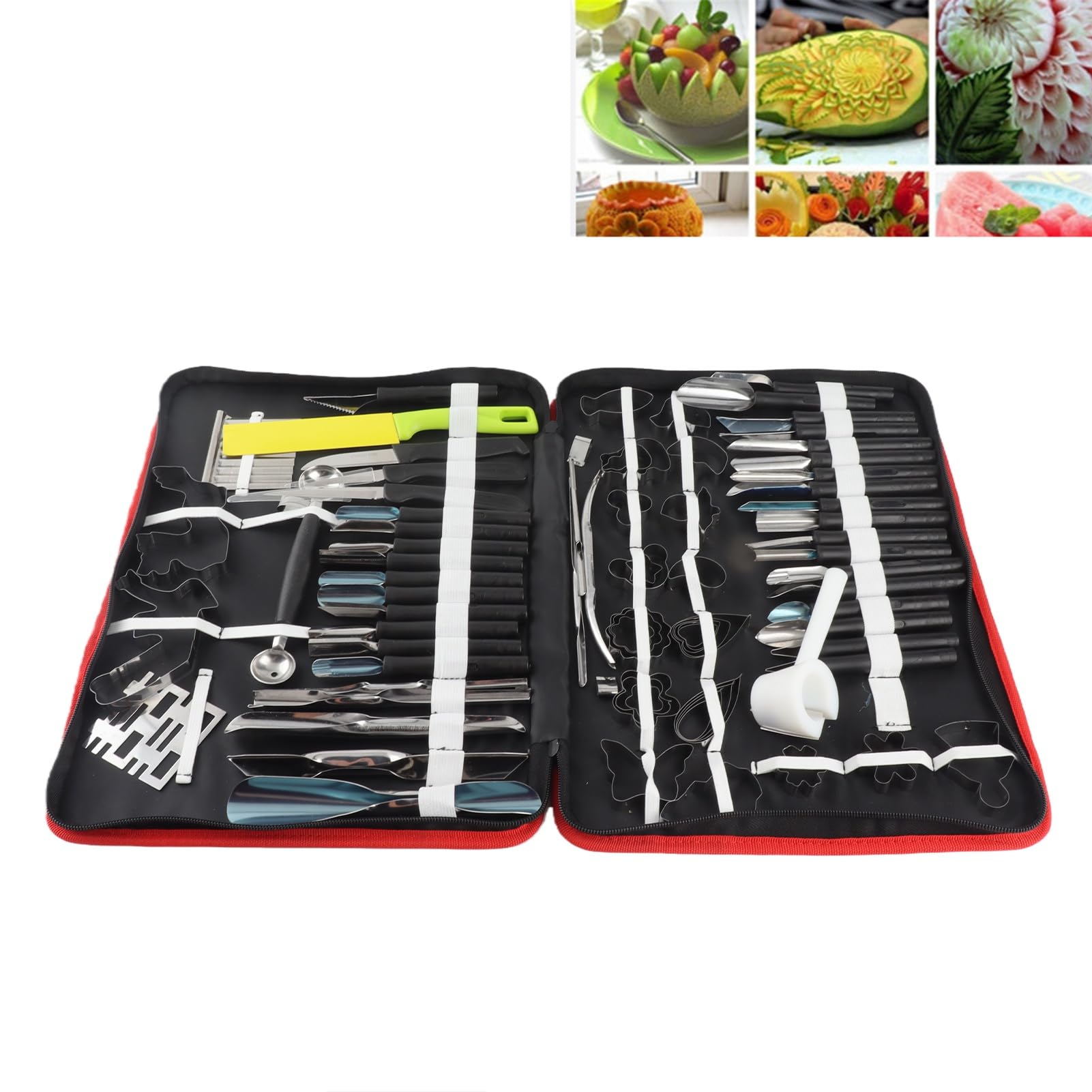 Juego de herramientas de tallado culinario, 80PCS / Set Juego de herramientas de pelado de tallado culinario portátil Guarnición de corte Juego de herramientas de tallado en rodajas para alimentos de