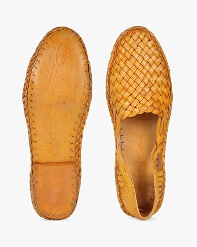 Amazon Com The Criss Cross Leather Men S Slip On Shoes Natural Brown Mens Flats Mens Slippers Flats Handmade Slippers Men S Shoes Mens Casual Shoes Indian Shoes Handmade Products