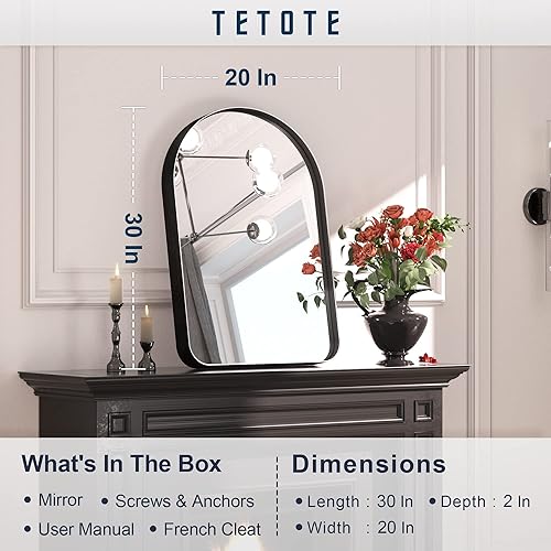 Miniatura 361 de TETOTE Espejo con marco dorado cepillado de 48 x 24 pulgadas, espejo de tocador de baño de latón para pared, moderno espejo rectangular de esquina