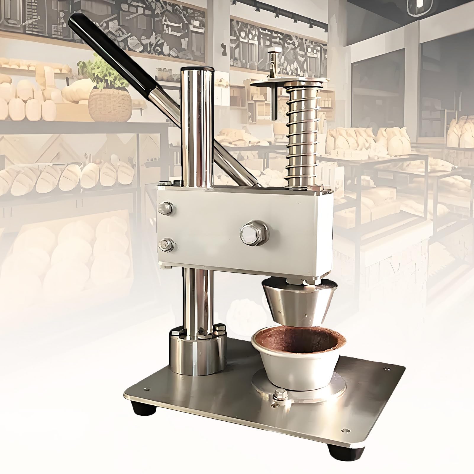 EpyGnom Professional Commercial Egg Tart Pressing Machine, Stainless Steel Manual Custard Tart Skin Shell Maker with Stable Base, Hand Pie Press for Baking Tarte Pie Waffle Shells 6026
