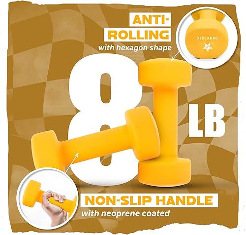 Miniatura 3 de Yes4All - Juego de 2 mancuernas con revestimiento de neopreno, múltiples opciones de peso con 15 colores, forma hexagonal antirrodamiento y