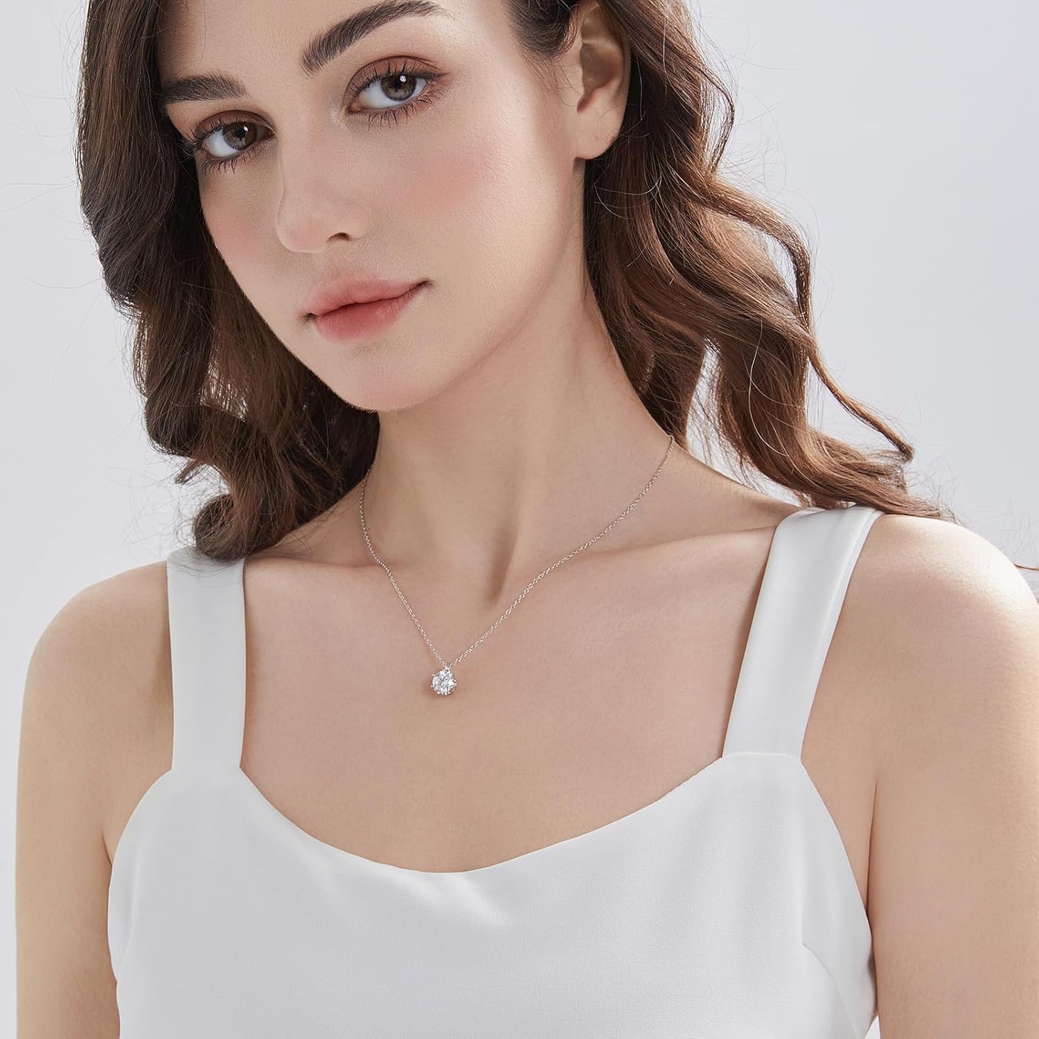 Moissanite Solitaire Necklace for Women, 0.5-3 Carat Lab Created Diamond Pendant Necklace White Gold Plated Sterling Silver, Anniversary Birthday Wedding Gifts for Wife - Image 6