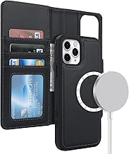 ELTEKER Etui Coque pour iPhone 11 [Compatible Chargement sans Fil] Magnétique Amovible Protection Housse en Cuir Pochette Étui à Rabat avec Porte Carte Portefeuille - Noir