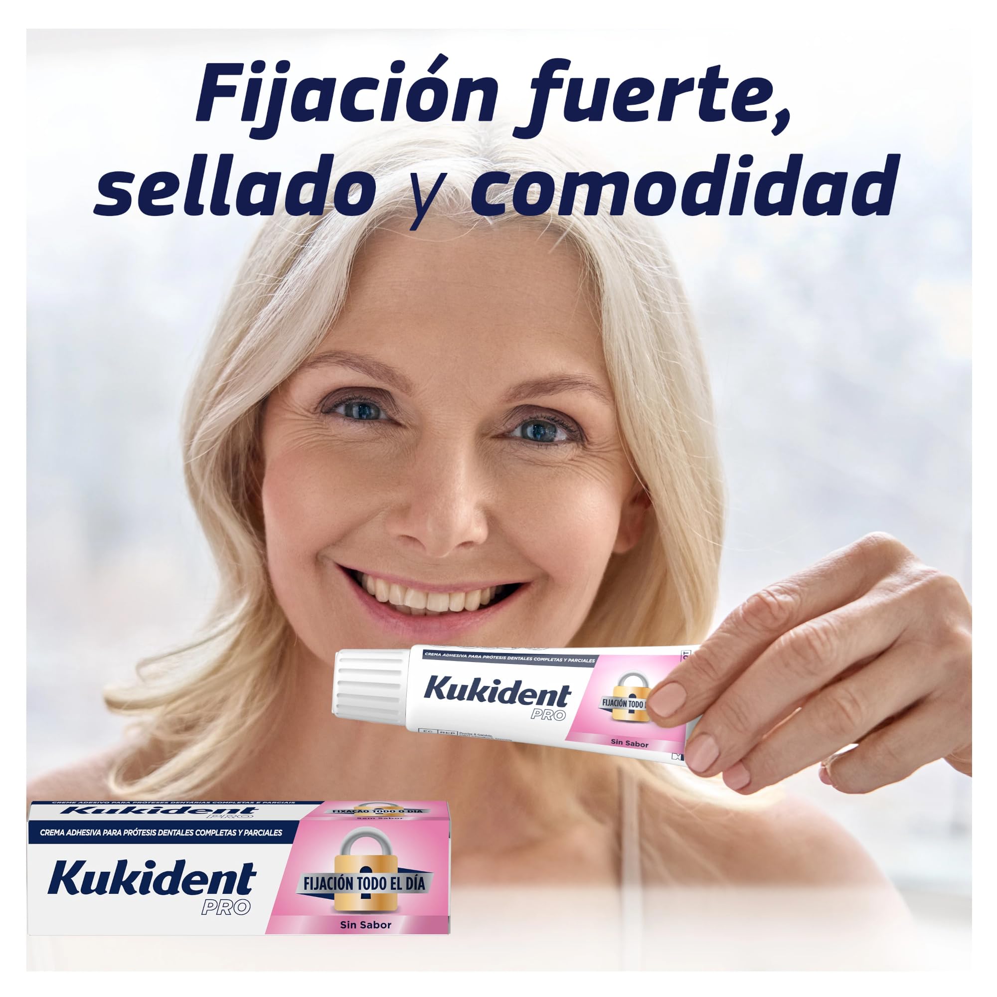 Kukident Pro Complete Crema Adhesiva para prótesis dentales, Neutro, Pack de 3