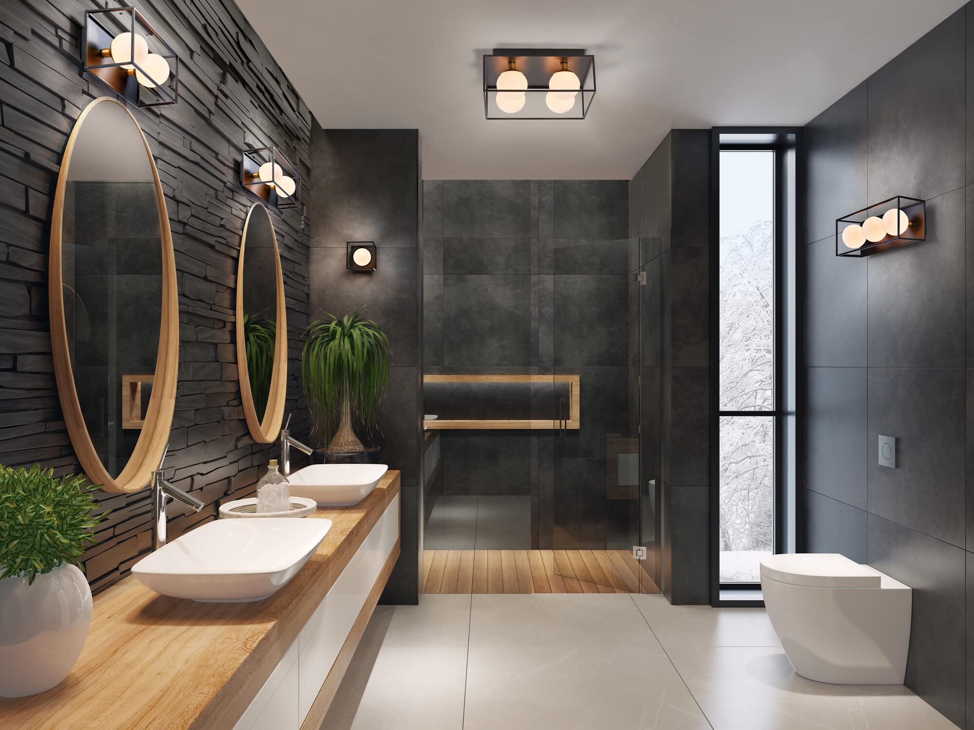 LEDVANCE DECOR Square plafoniera da bagno 350x350 IP44, nera, attacco G9 per sostituzione lampada, compatibile con lampada normale o smart, protezione IP20