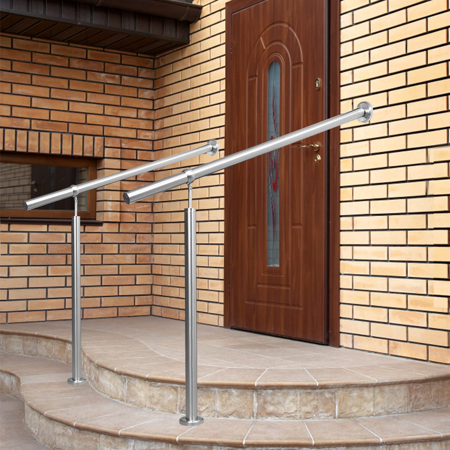 Fiqops Corrimano in acciaio inox, ringhiera esterna per scale, angolo di regolazione ba, ringhiera d'ingresso 160 cm, corrimano per scale interne ed esterne, ringhiera esterna in acciaio inox