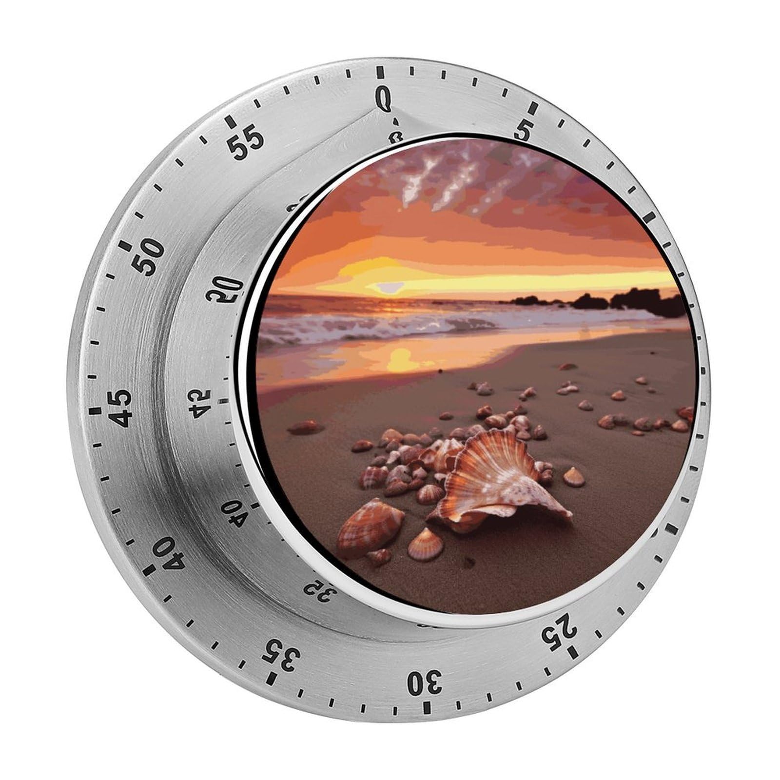 Adfgyerh Style Shell Beach Sunset Timer For Cooking, Kitchen Timer Magnetic No Batteries Required, Mechanical Timer With Loud Alarm, For Fitness Baking Exercise Oven