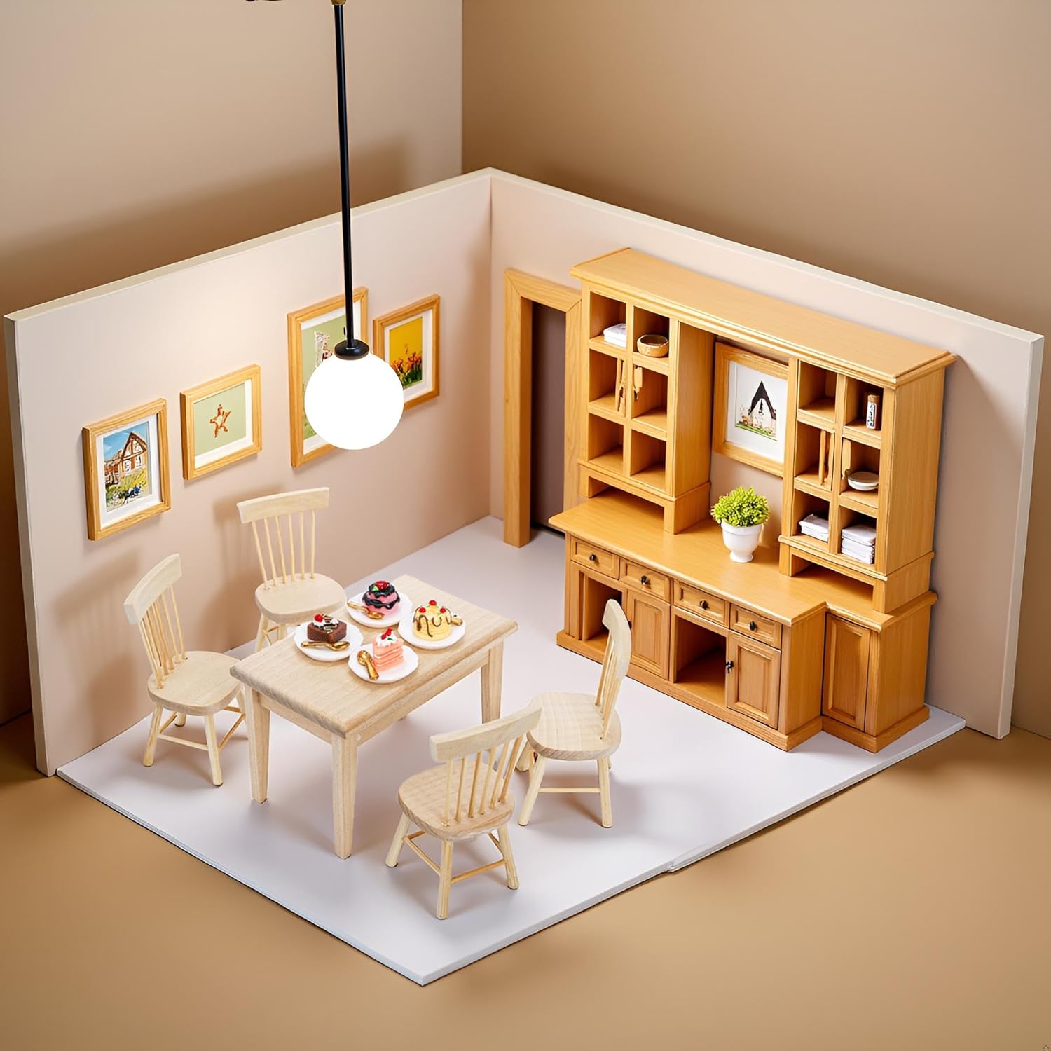 Nicunom Dollhouse Dining Room Furniture Set, 1/12 Scale Miniature Table and 4 Chairs, Wooden Doll House Accessories image 5 of 7 B0F1TSMYMW