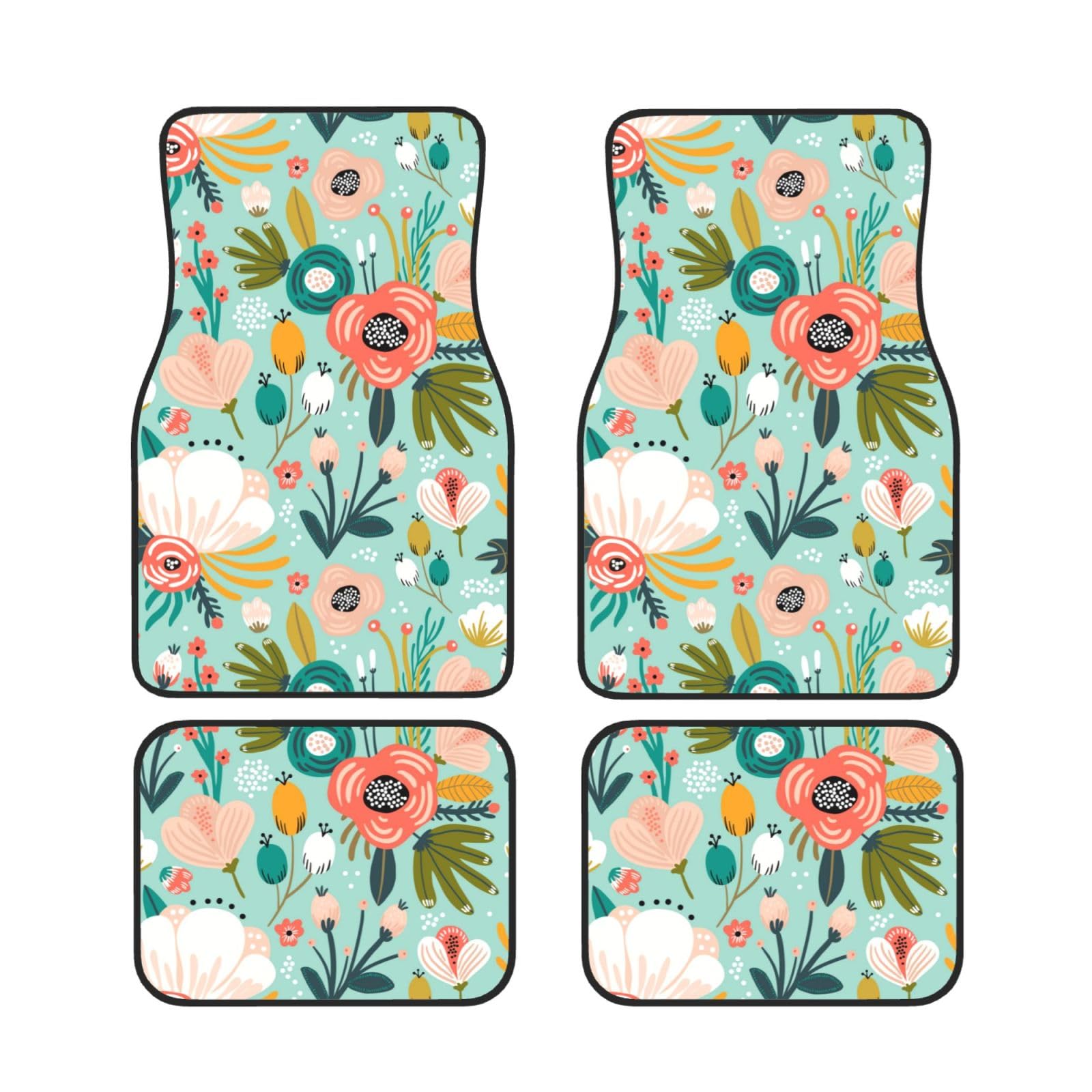 Alfombrillas de coche antideslizantes que solucionan el desgaste del suelo con flores coloridas 7
