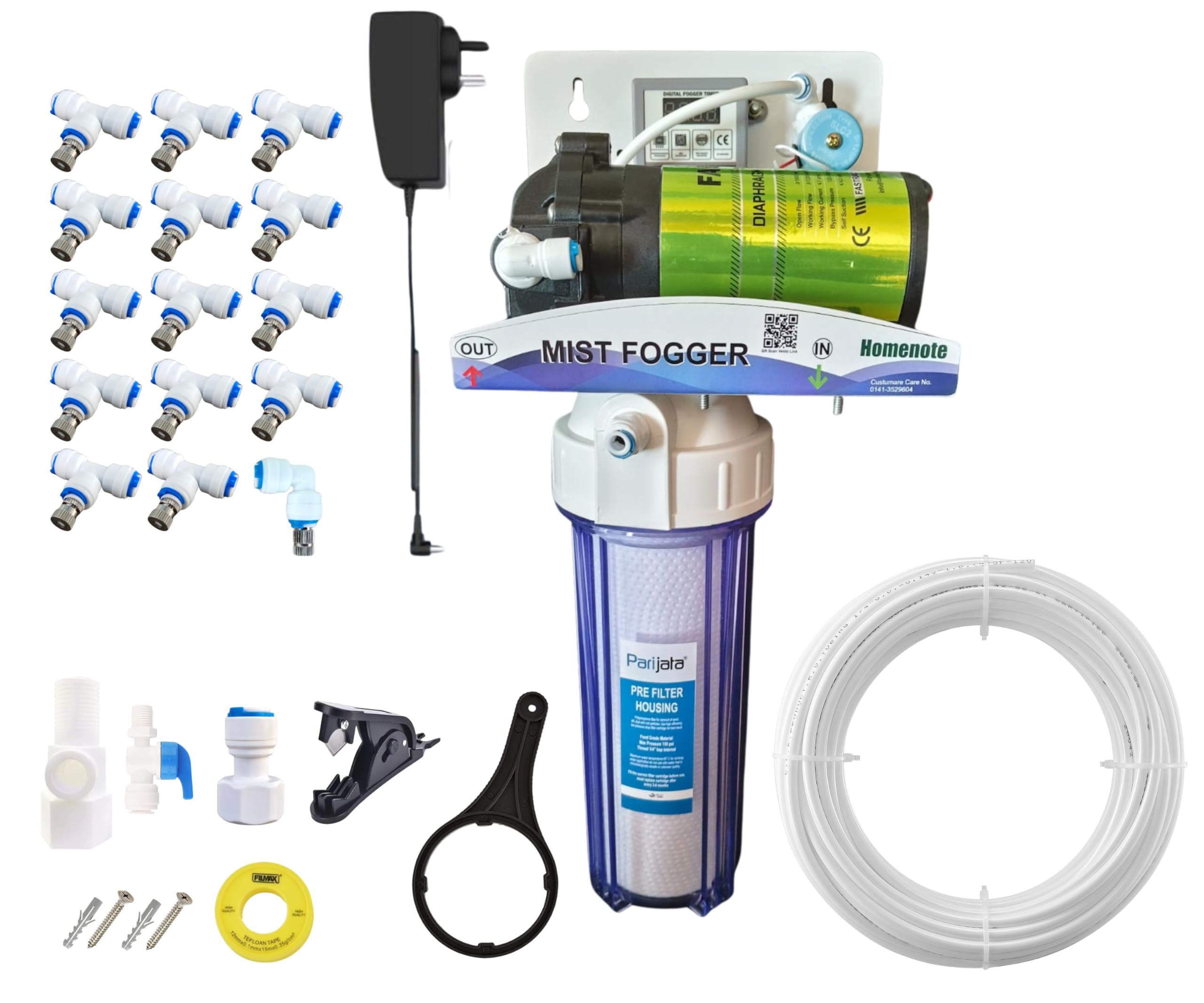 PARIJATA Fogger system Heavy Quality for Lawn, Garden, Rooftop, Dairy Farm for 65FT Pipe, 15 Nozzles (2yr warranty) (For Indoor Use (Under the shade))-image-33