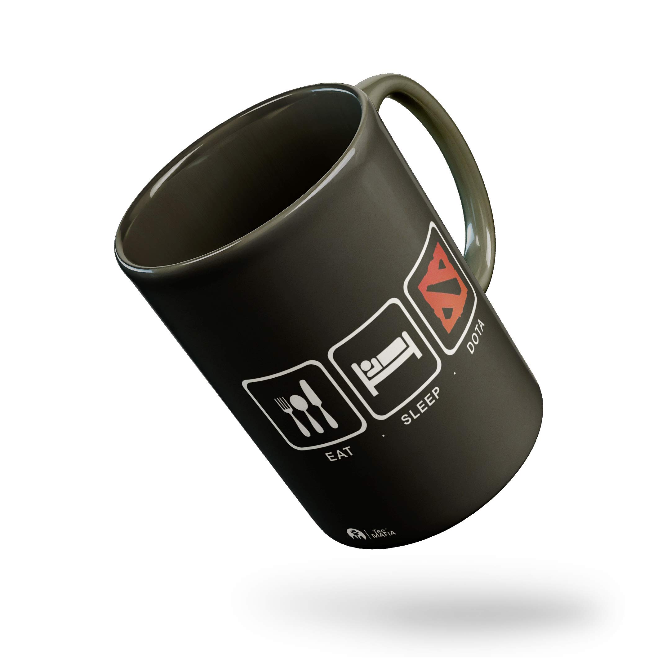 Tee Mafia eat Sleep Dota Repeat Printed Classic Ceramic Coffee & Tea Mug - 11Oz (Black) 1
