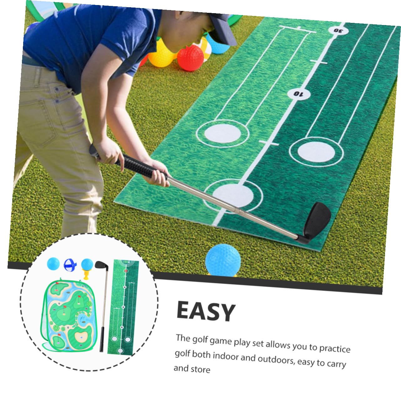 UPKOCH Set da Golf per Ragazzo Ragazza Tappetino da Gioco Portatile e Sacchetti da Lancio, Giocattolo Sportivo per Attività Genitori-figli Indoor e Outdoor, Stimolazione Abilità