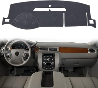 Gray Polyester Dashboard Cover - Fit for 2007-2014 Chevy Tahoe, Avalanche, Suburban, Silverado 1500 2500 3500 LTZ, GMC Sierra SLT Denali, Yukon XL