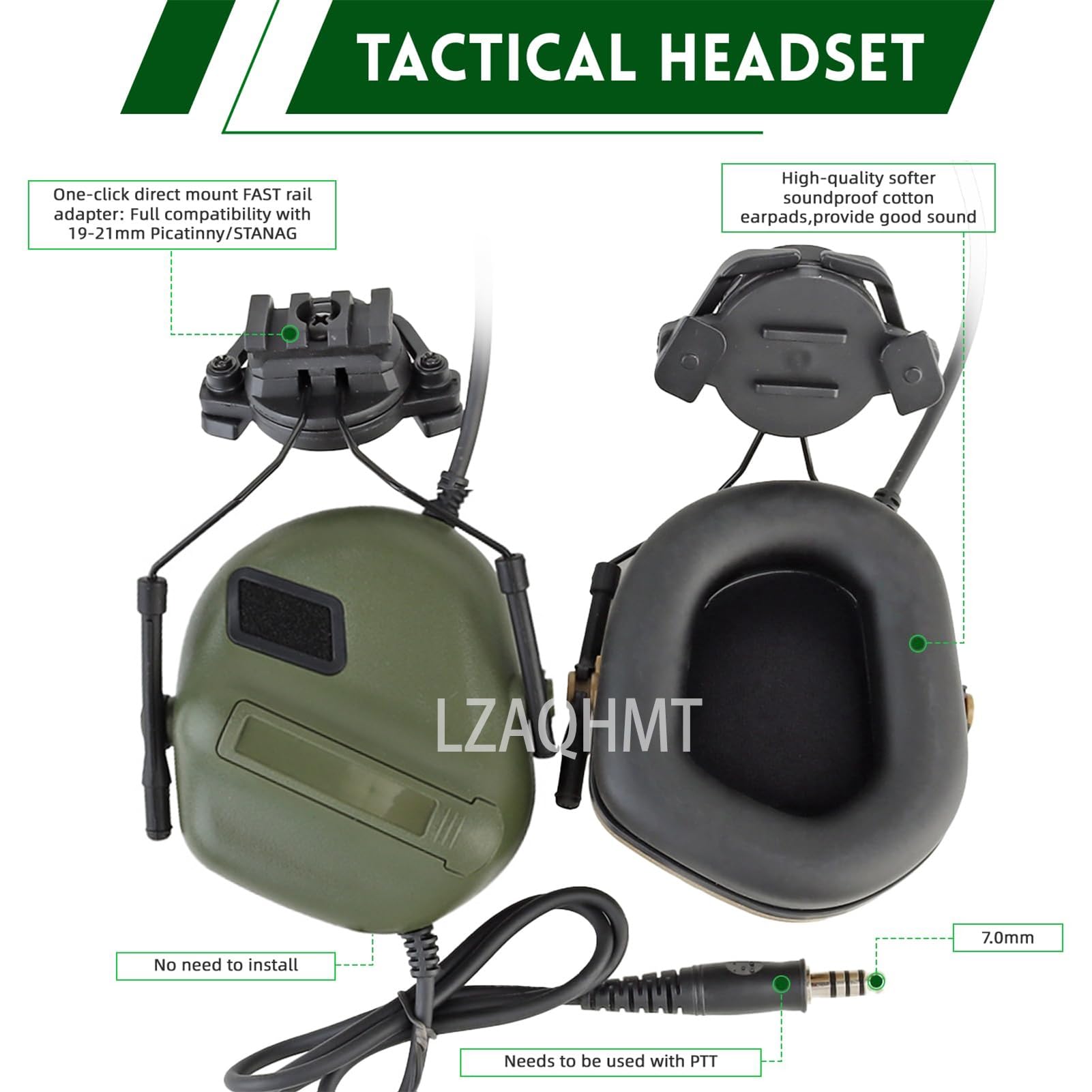 Casco Tattico Da Softair 4 In 1 Aggiornato - Sistema Regolazione Rapida Con Cuffie, Copricasco Borsa for Contrappesi for Equipaggiamento Militare Paintball Cosplay - 4