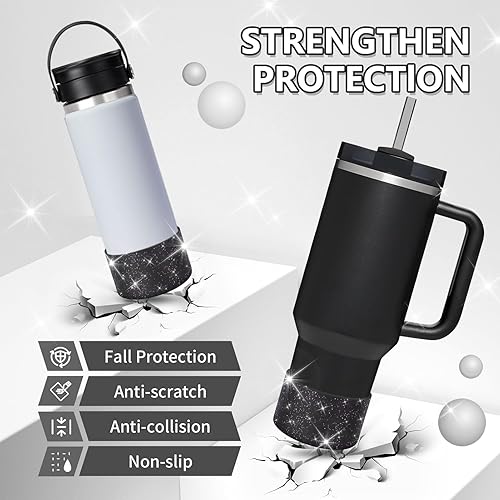 Miniatura 5 de WUQID Paquete de 2 botas de silicona brillantes compatibles con Stanley Quencher Adventure de 40 onzas y Stanley IceFlow de 20 onzas y 30 onzas,