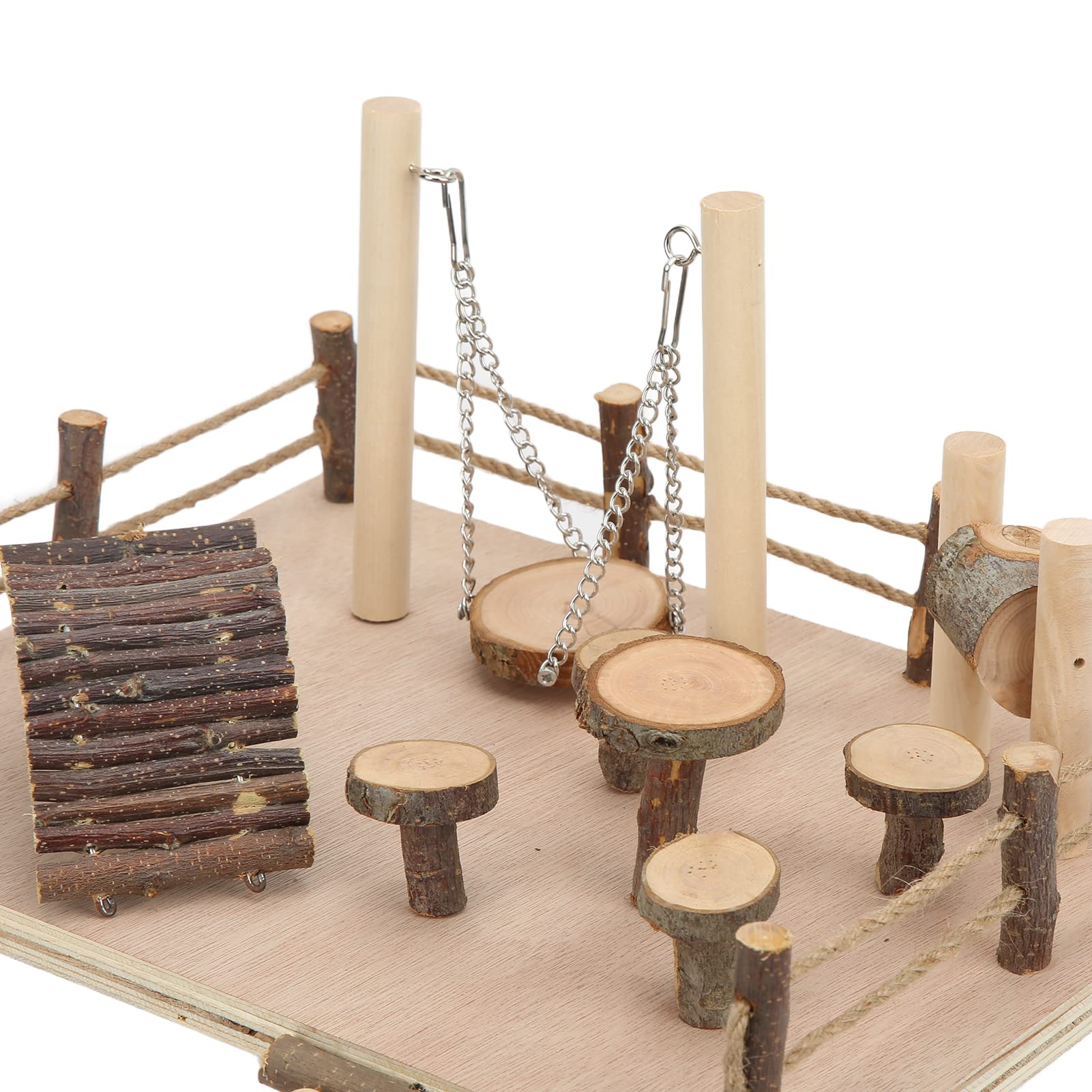 Set da Gioco per Criceti in Legno Naturale per Piccoli Animali Domestici Che Si Arrampicano e Masticano in Legno di Melo 35x26x17 Cm