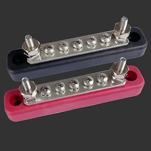 Miniatura 2 de Barra de bus de latón de 5 terminales, bloque de distribución de energía y tierra de 4.2 pulgadas, conexión de batería de barra colectora de latón,