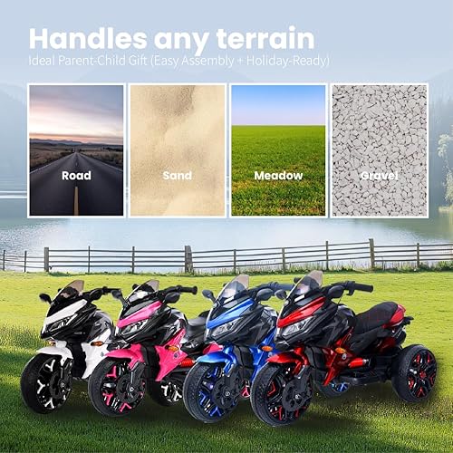 Miniatura 4 de Motocicleta para niños, juguete eléctrico de 3 ruedas con luces LED, ruedas de entrenamiento y asiento de poliuretano, recargable de 12 V, capacidad