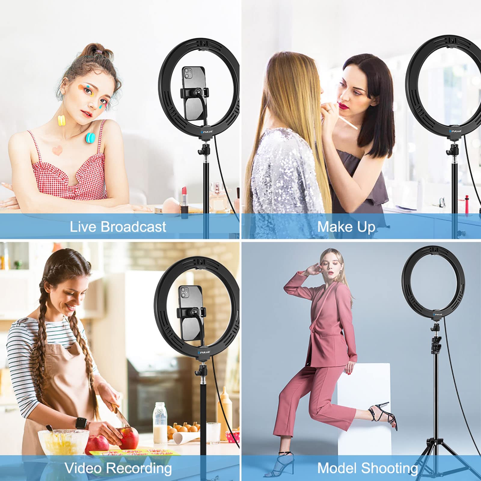 ELLENNE Anello Luminoso LED Selfie Ring Light 26cm Smartphone Treppiede