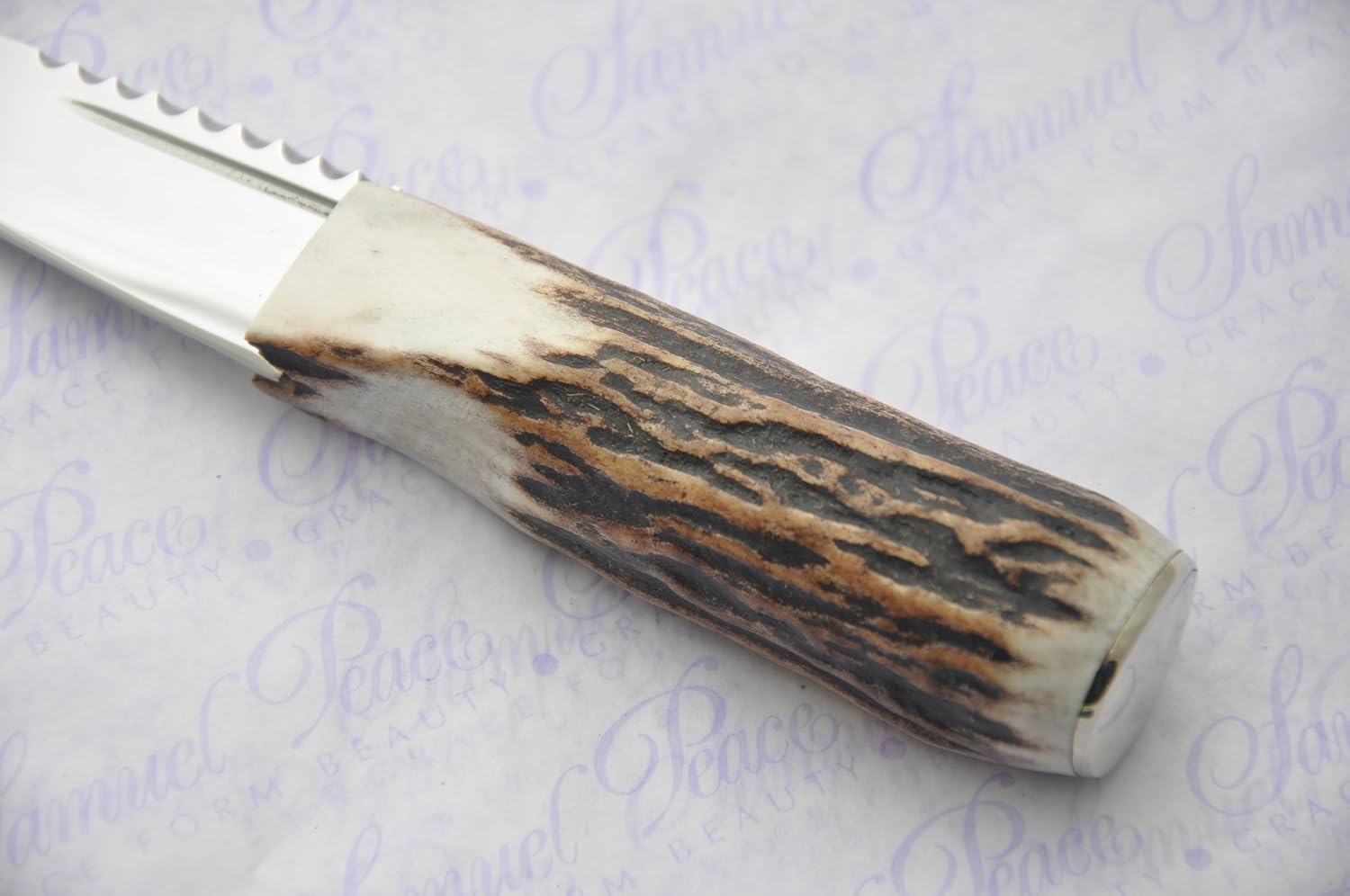 New Genuine Stag Handle Sheffield Carbon Steel Sgian Dubh Boxed with Leather Sheath