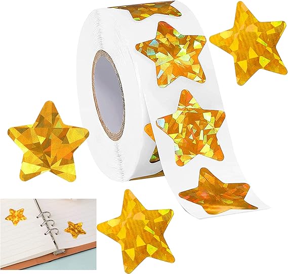 Sparkling Gold Star Stickers 500 SelfAdhesive Stars for Rewards, Crafts, and Classroom Use