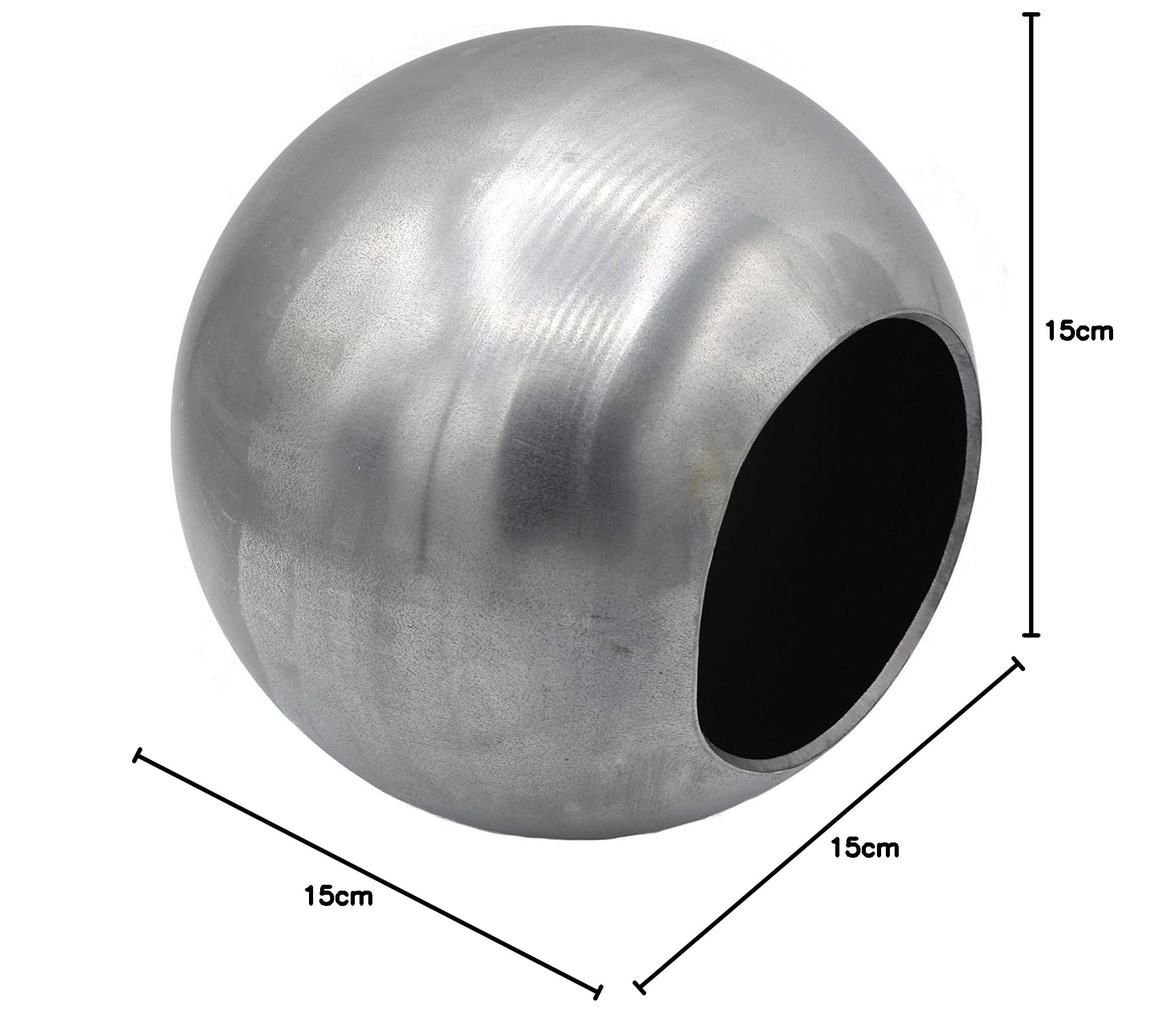 Sphère Creuse en Fer Ø 150mm, avec Trou Ø 83mm, Bille d’Acier Nue, par Exemple pour clôture, Garde- Corps, Portail de Jardin et Bien Plus Encore.