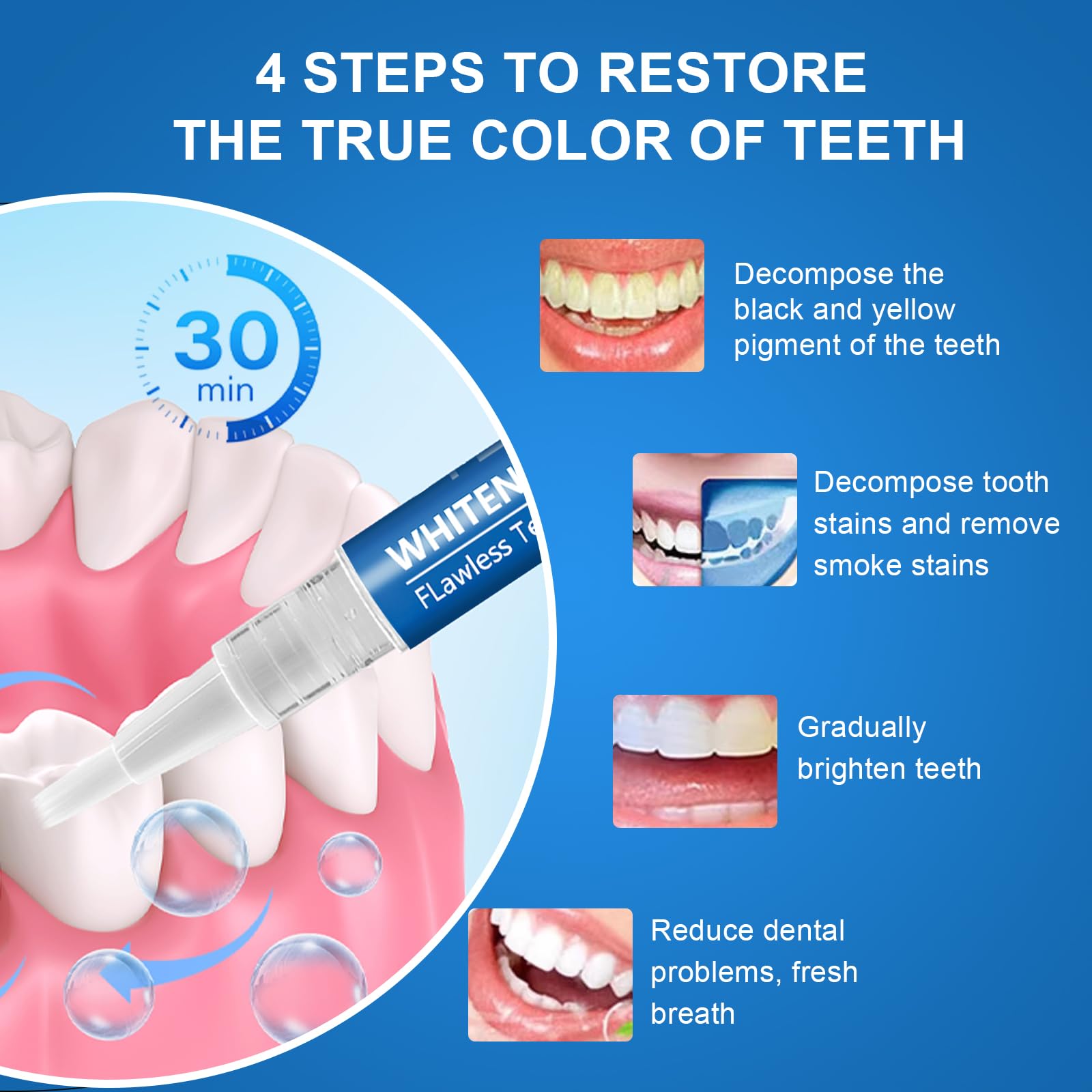 3 Pezzi Penna Sbiancante Denti,Penne Gel Sbiancante per Denti Bianchi,Penna Sbiancantes Dentis Professionale,Rimuove le Macchie Superficiali,Sbiancamento rapido,Facile da Usare