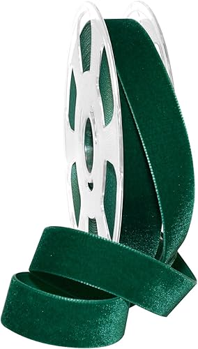 Morex Ribbon Cinta de terciopelo de nylvalour, esmeralda, 7/8 pulgadas x 11 yard