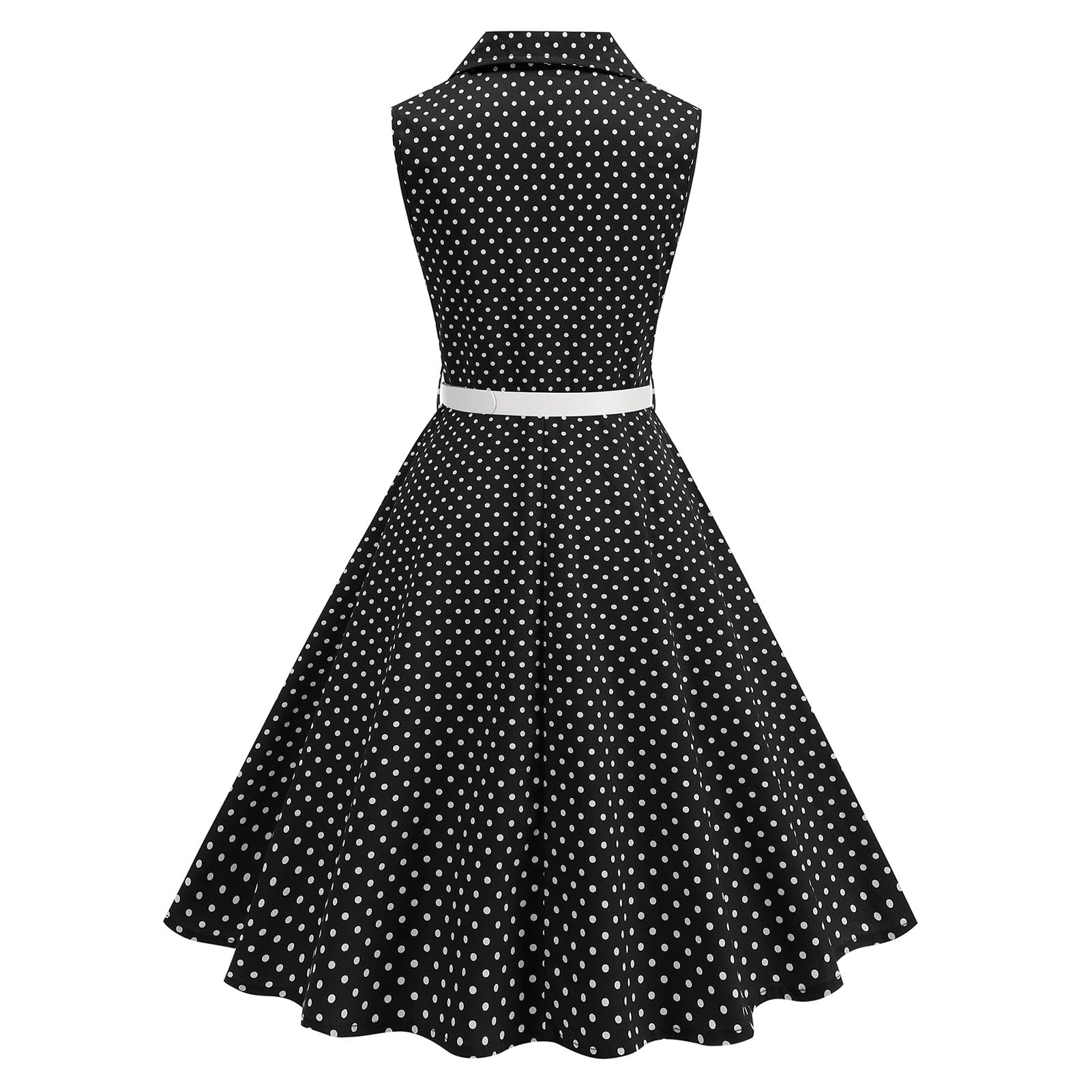Robe vintage des années 1950 à pois pour femme - Robe Audrey Hepburn Rockabilly avec ceinture