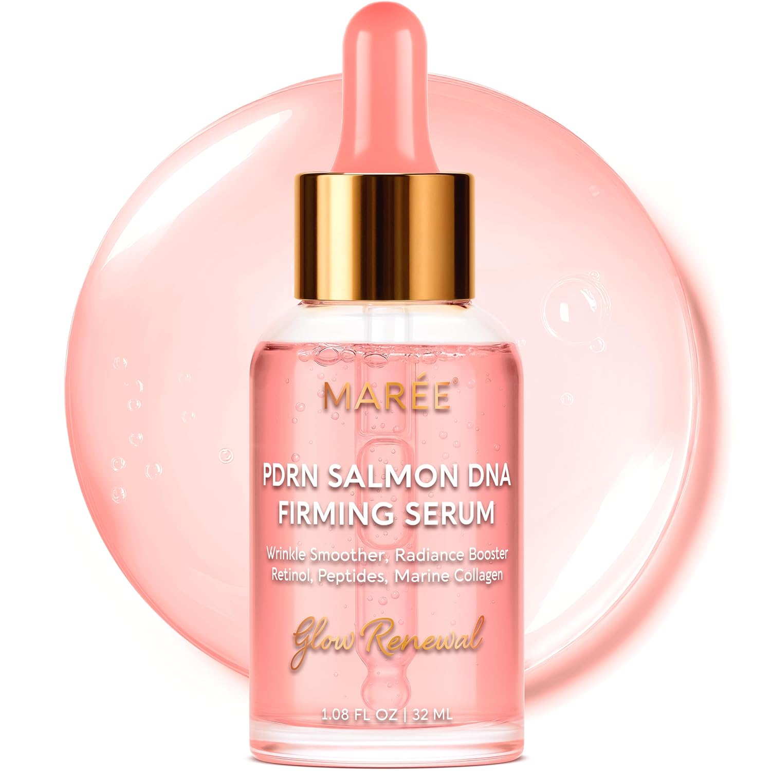 MAREE PDRN Serum – Peptides Serum for Face Anti-Aging – Salmon DNA Face Serum with Retinol. Niacinamide & Collagen – Hydrating Facial Serums for Women – Glass Skin Glow Wrinkle Care Moisturizer