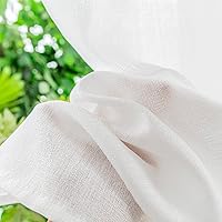 Vista 7 de Cortinas de cocina de Yancorp en niveles, 24 pulgadas de largo, textura de lino, cortinas cortas estilo granja de café, cortinas pequeñas para Blanco