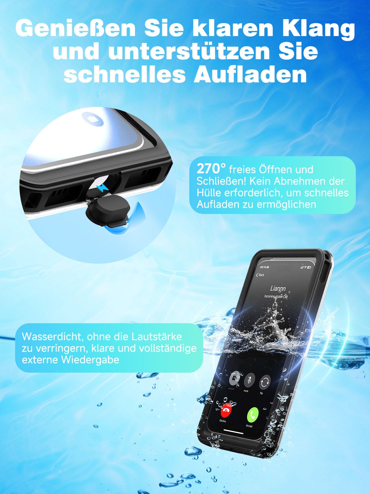 YIMONA wasserdichte Handyhülle,Upgraded IPX8 6,9 Zoll Unterwasser Handyhülle zum Schnorcheln Universal handyhülle wasserdicht,Unterwasserbildschirm berührbar,Full-HD Bildschirm (Schwarz)