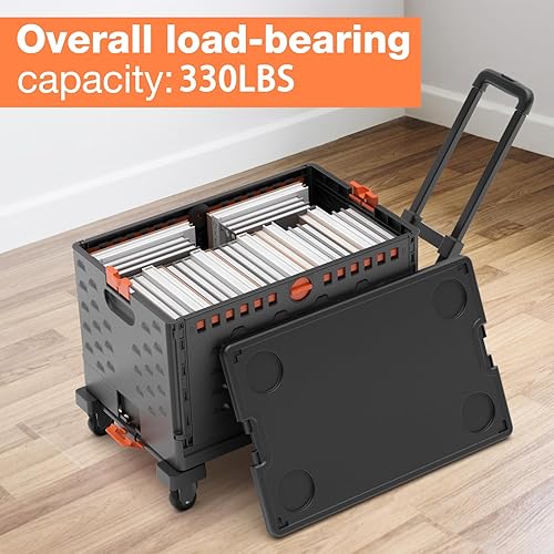 Miniatura 4 de Carro de mano plegable portátil, carrito de mano plegable con capacidad de 308 libras, mango telescópico, carrito utilitario plegable ligero y