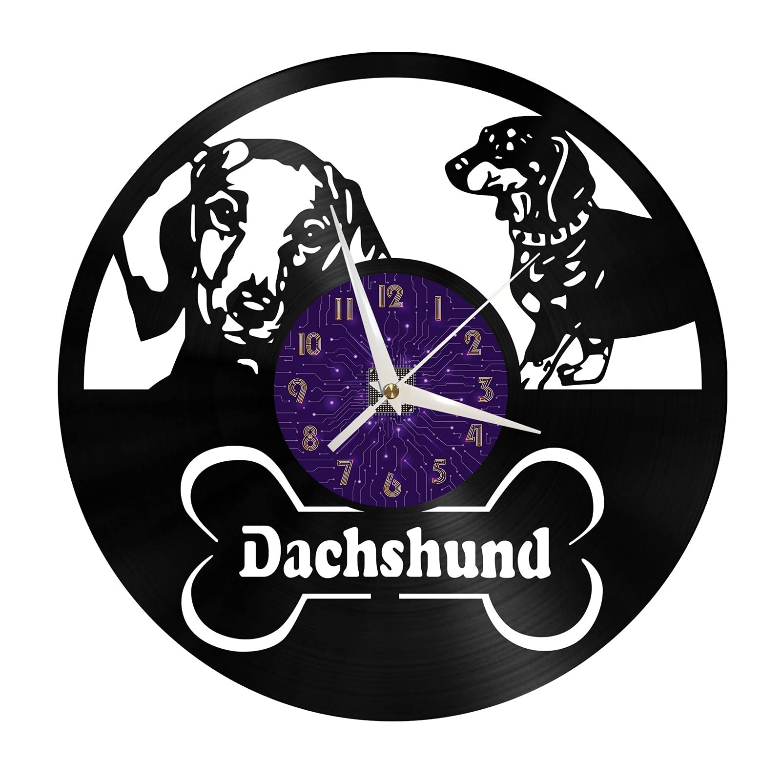 Horloge murale teckel silencieuse en vinyle pour décorer un salon