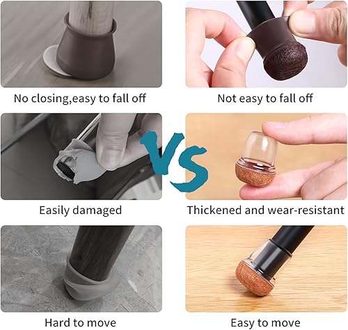 Miniatura 4 de 24 protectores de suelo de silicona extra pequeños con fieltro, tapas para patas de silla, almohadillas de fieltro para muebles, protectores de