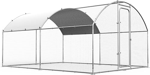 Oranland Gallinero de metal grande para corral de pollo para patio, jaula de aves de corral resistente al aire libre con cubierta impermeable y