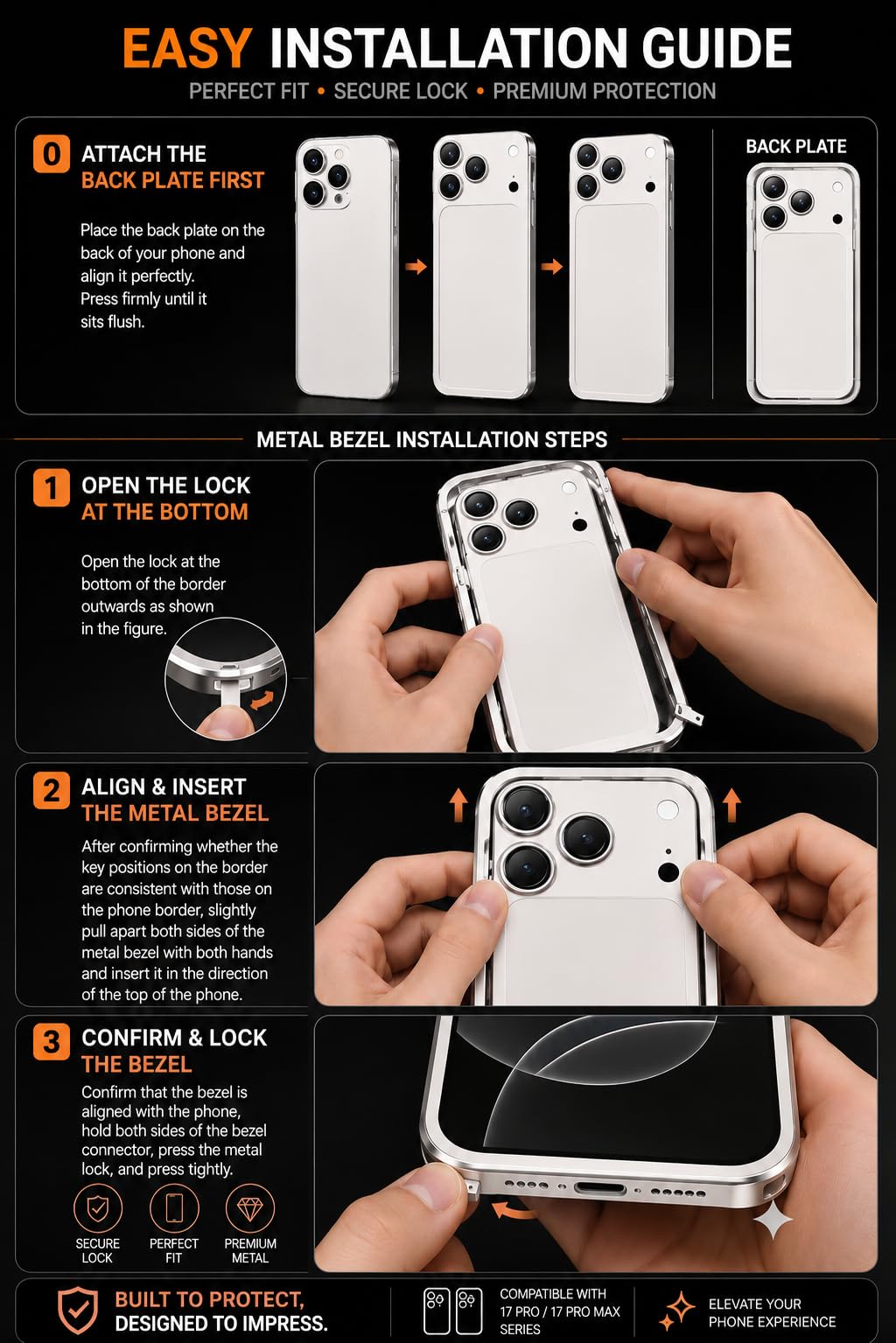 Metal Conversion Kit for i Phone 16 Pro Max to i Phone 17 Pro Max Look | Aluminum Back Plate with Metal Camera Frame | Shockproof Back Housing Replacement | Silver — Amazon image 8