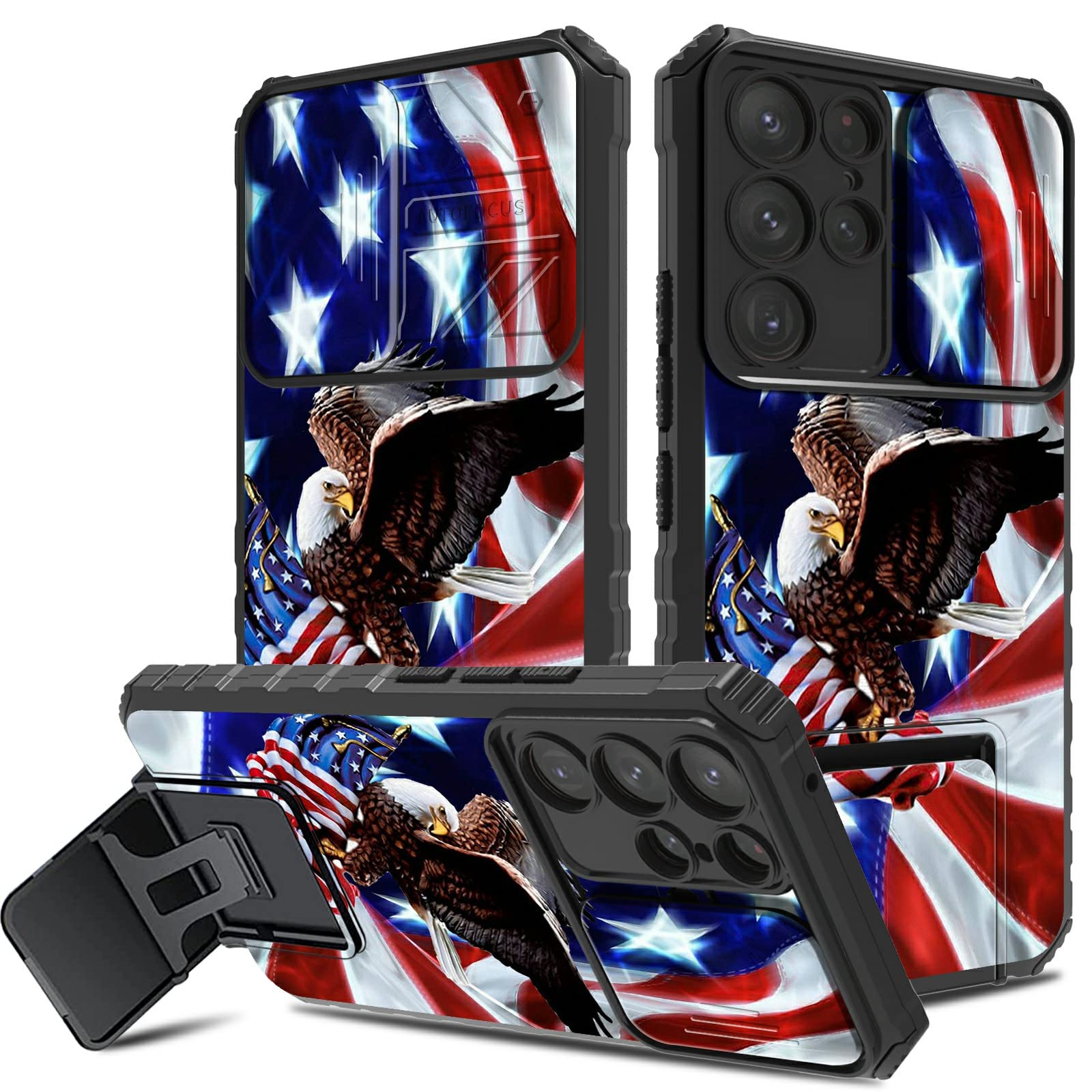 Dikoer for Galaxy S23 Ultra 5G 6.8" Phone Case with Camera Cover, Built-in Kickstand Dual Layer Shockproof & Slide Camera Protection Case for Samsung