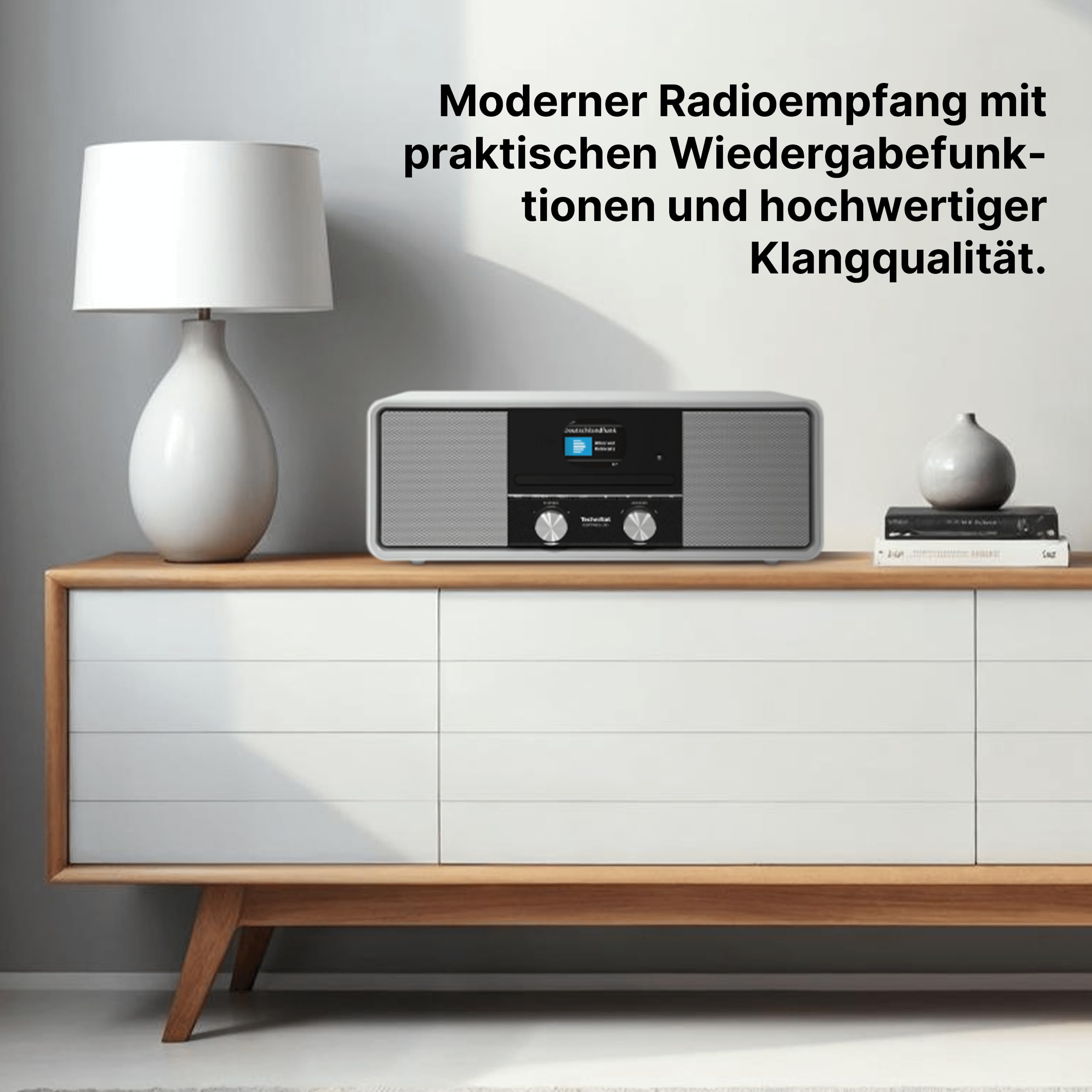 TechniSat DIGITRADIO 330 - DAB+ UKW Stereo Radio mit CD-Player (Bluetooth 5.3, USB MP3-Wiedergabe und Ladefunktion, 2,4 Zoll Farbdisplay, Radiowecker, Fernbedienung) Weiß